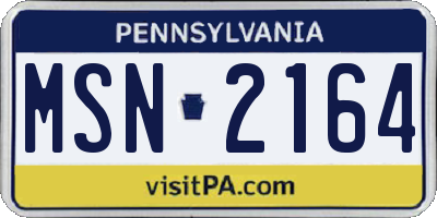 PA license plate MSN2164