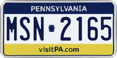 PA license plate MSN2165