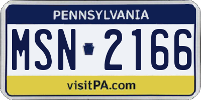 PA license plate MSN2166
