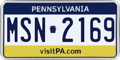 PA license plate MSN2169