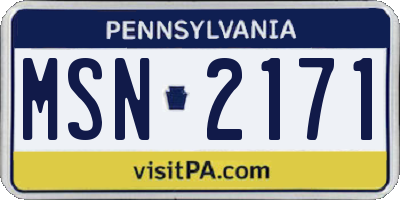 PA license plate MSN2171