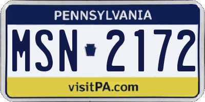 PA license plate MSN2172