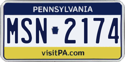 PA license plate MSN2174