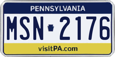 PA license plate MSN2176