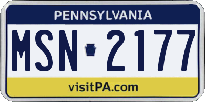 PA license plate MSN2177