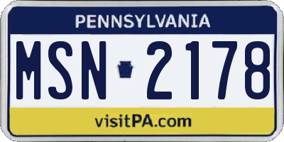 PA license plate MSN2178