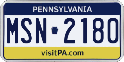 PA license plate MSN2180