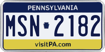 PA license plate MSN2182