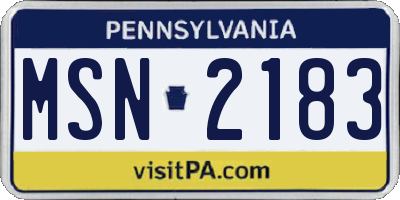 PA license plate MSN2183