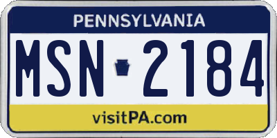 PA license plate MSN2184