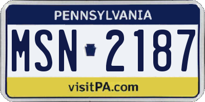 PA license plate MSN2187