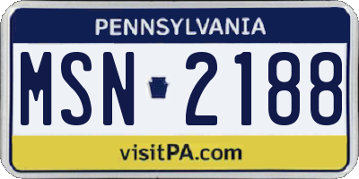 PA license plate MSN2188