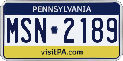 PA license plate MSN2189