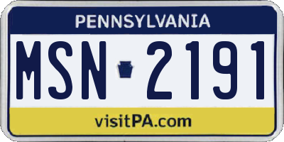 PA license plate MSN2191