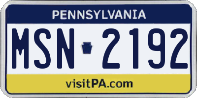 PA license plate MSN2192