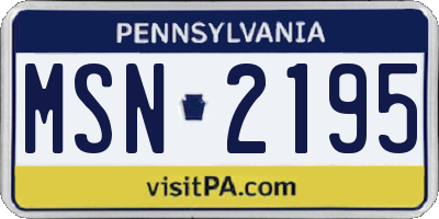 PA license plate MSN2195
