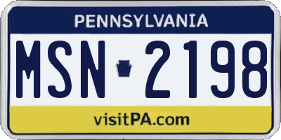 PA license plate MSN2198