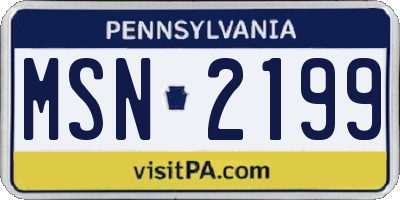 PA license plate MSN2199