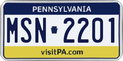 PA license plate MSN2201