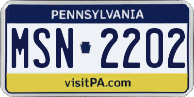 PA license plate MSN2202