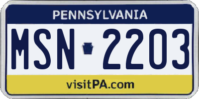 PA license plate MSN2203