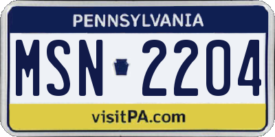 PA license plate MSN2204