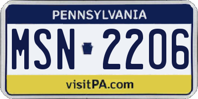 PA license plate MSN2206