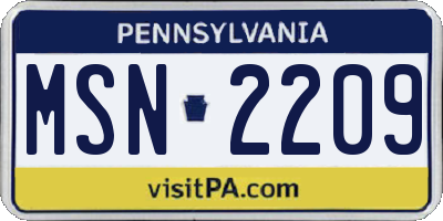PA license plate MSN2209