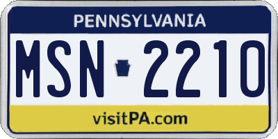 PA license plate MSN2210
