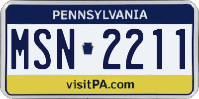 PA license plate MSN2211