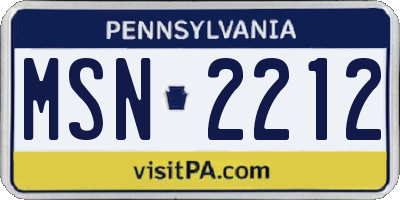 PA license plate MSN2212