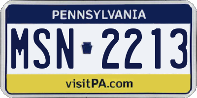 PA license plate MSN2213