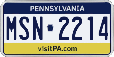 PA license plate MSN2214