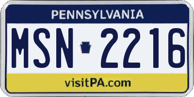 PA license plate MSN2216