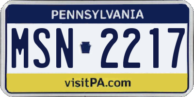 PA license plate MSN2217