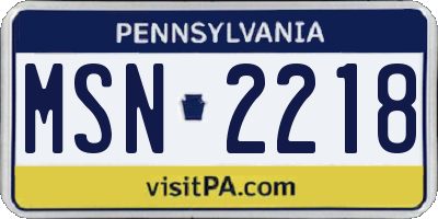 PA license plate MSN2218