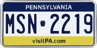 PA license plate MSN2219