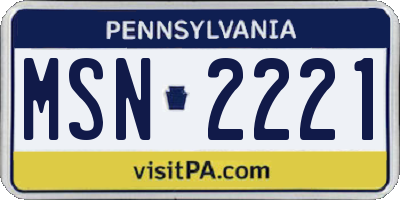 PA license plate MSN2221