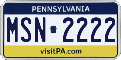 PA license plate MSN2222