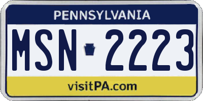 PA license plate MSN2223