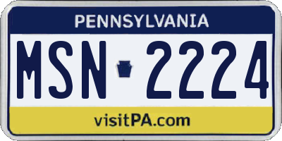 PA license plate MSN2224