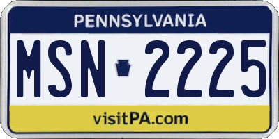 PA license plate MSN2225