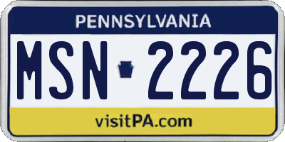 PA license plate MSN2226