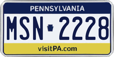 PA license plate MSN2228