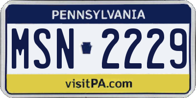 PA license plate MSN2229