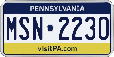 PA license plate MSN2230