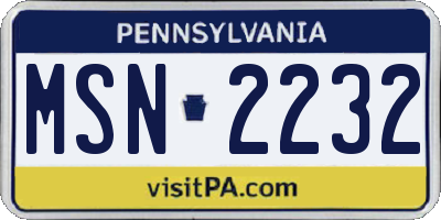 PA license plate MSN2232