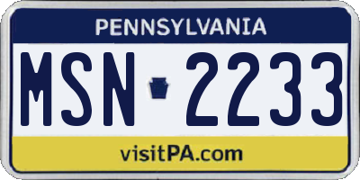 PA license plate MSN2233