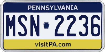 PA license plate MSN2236