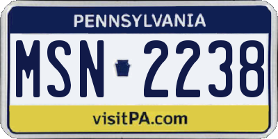 PA license plate MSN2238